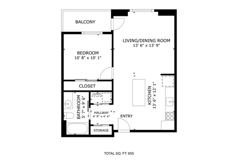 1 Bed 1 Bath A